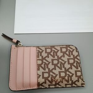 DKNY Cream and Brown Card Holder